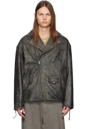 Acne Studios Black Faded Leather Jacket