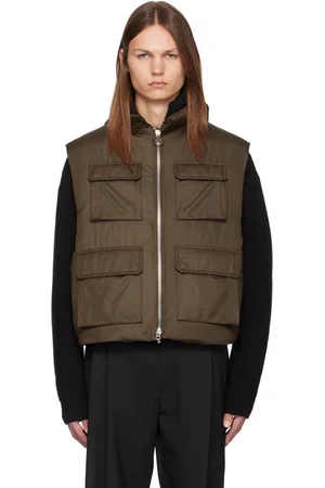 Solid Brown Stand Collar Down Vest