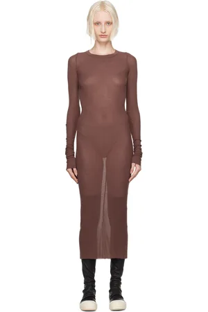 Rick Owens Brown Porterville Semi-Sheer Maxi Dress