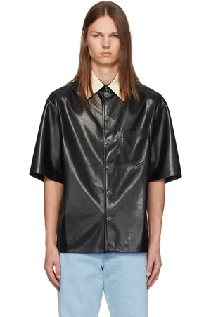 Nanushka Black Aksel Faux-Leather Shirt