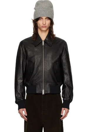 Ami Black Zipped Leather Jacket