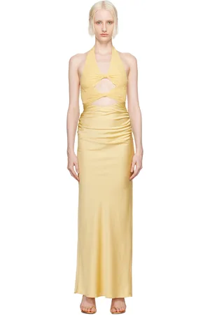 Bec & Bridge Yellow Solare Halter Maxi Dress