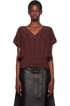 REMAIN Birger Christensen Burgundy Cable-Knit Vest