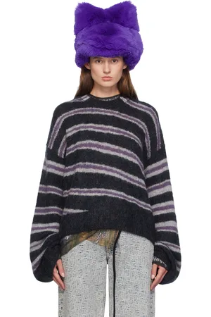 Acne Studios Gray & Purple Striped Sweater