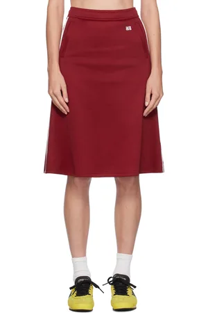 WALES BONNER Red Shine Midi Skirt