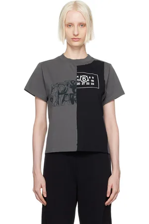 Maison Margiela Gray & Black Spliced Cropped T-Shirt
