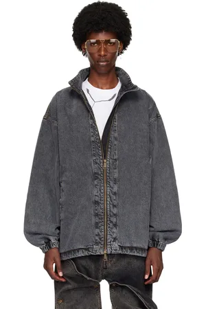 Y / PROJECT Gray Pinched Logo Denim Jacket