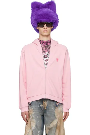 Acne Studios Pink Printed-Logo Hoodie