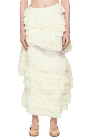 yuhan wang Off-White Ruffled Skirt