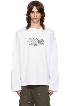 Acne Studios White Printed-Logo Long Sleeve T-Shirt