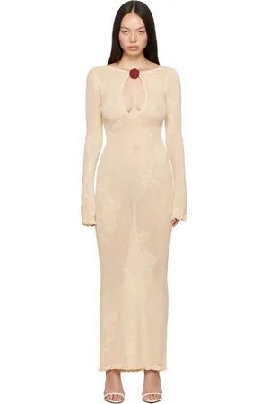 Mirror Palais Beige Rose Pointelle Maxi Dress
