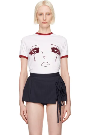 pushBUTTON White & Burgundy Rib Point T-Shirt