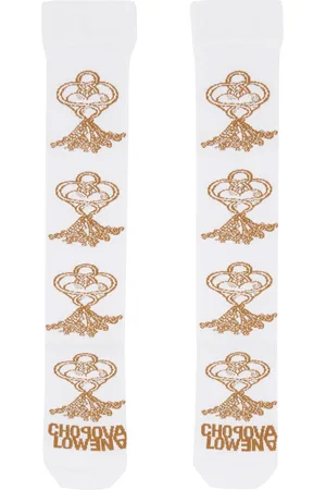 Chopova Lowena White & Tan All Tied Up Socks