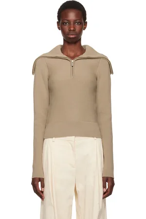 REMAIN Birger Christensen Beige Zipped Collar Sweater