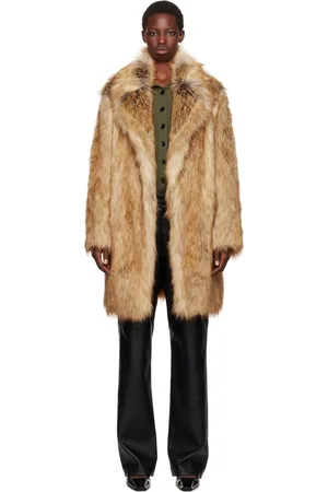 Recto Beige 70s Orchid Faux-Fur Coat