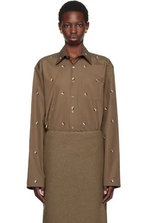 RIER Brown Flowers Popeline Shirt