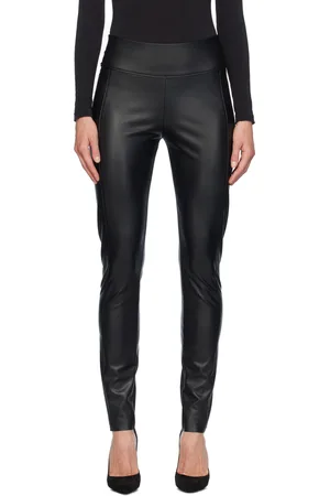 Wolford Black Edie Forming Faux-Leather Leggings