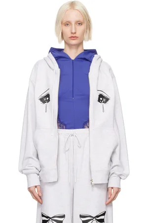 pushBUTTON Gray Crying Eye Zip-Up Hoodie