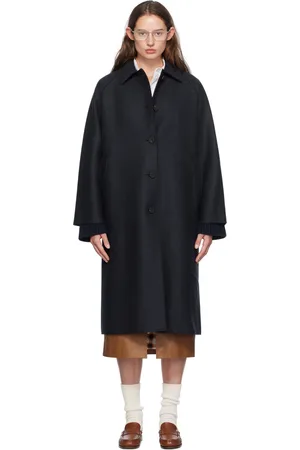 Harris Wharf London Navy Balmacaan Coat