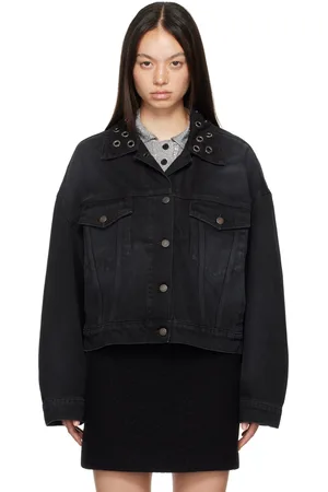 Msgm Black Eyelet Denim Jacket