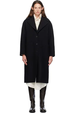Harris Wharf London Black Boiled Wool Greatcoat