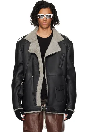 Rick Owens Black Porterville Jumbo Luke Stooges Shearling Jacket