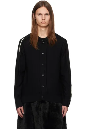 Simone Rocha Black Beaded Inverted Seam Cardigan