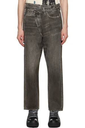 R13 Gray Crossover Jeans