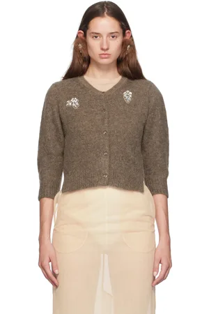 Simone Rocha Brown Cropped Alpaca Knit Cardigan