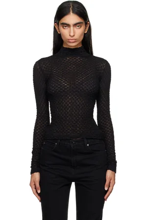 Frame Black Mesh Lace Top