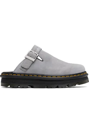 Dr. Martens Gray Zebzag Suede Slingback Platform Mules
