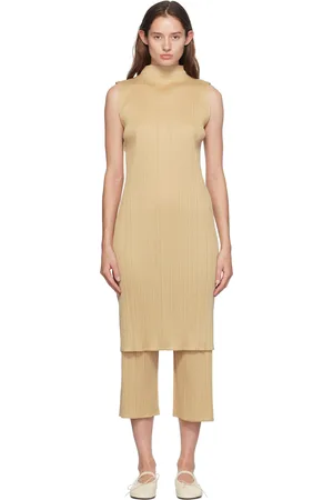 PLEATS PLEASE ISSEY MIYAKE Beige Monthly Colors August Midi Dress