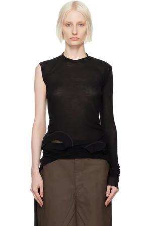 Rick Owens Black Porterville Cropped Banana Long Sleeve T-Shirt