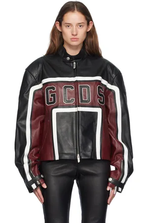 GCDS Black & Red Racing Leather Jacket