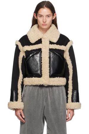 Stand Studio Black & Off-White Edith Faux-Shearling Jacket