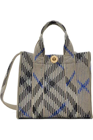 Burberry Gray Mini Check Knitted Tote