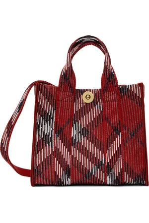 Burberry Red Mini Check Knitted Tote