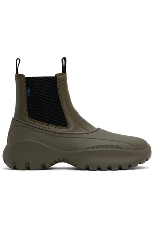 Burberry Khaki Leather Scoot Chelsea Boots