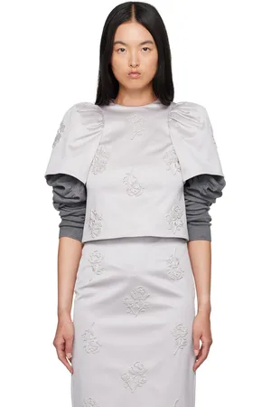 Shushu/Tong Gray Puff Sleeve Blouse