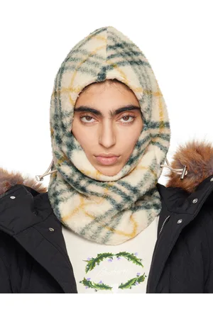 Burberry Beige & Green Check Fleece Balaclava