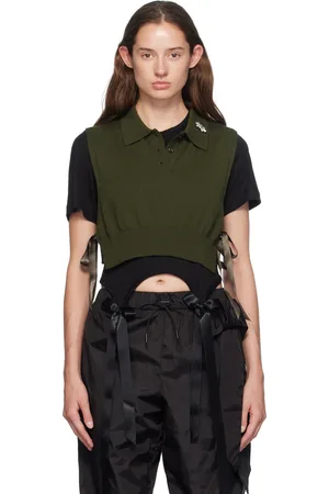 Simone Rocha Green Embellished Knit Vest