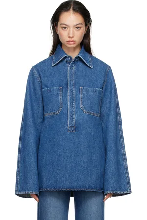 BITE Blue Curved Pull On Denim Shirt