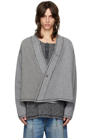 GREG LAUREN Gray Knit Wool GL1 Cardigan