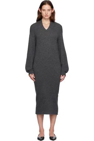 Gia Studios Gray Wool & Cashmere Midi Dress