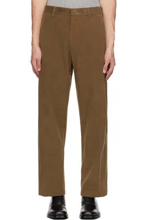 Solid Brown Pleated Trousers