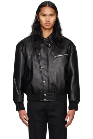 SYSTEM Black Padded Faux-Leather Jacket