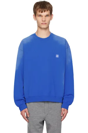 Solid Blue Dyeing Back Logo Sweatshirt
