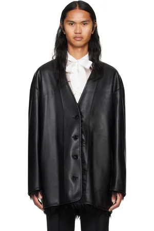 SYSTEM Black Faux-Leather & Faux-Fur Reversible Jacket