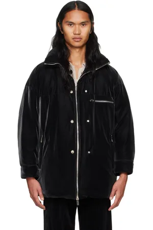 SYSTEM Black Velvetlike Puffer Down Jacket