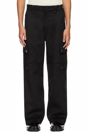 SYSTEM Black Eyelet Faux-Suede Cargo Pants